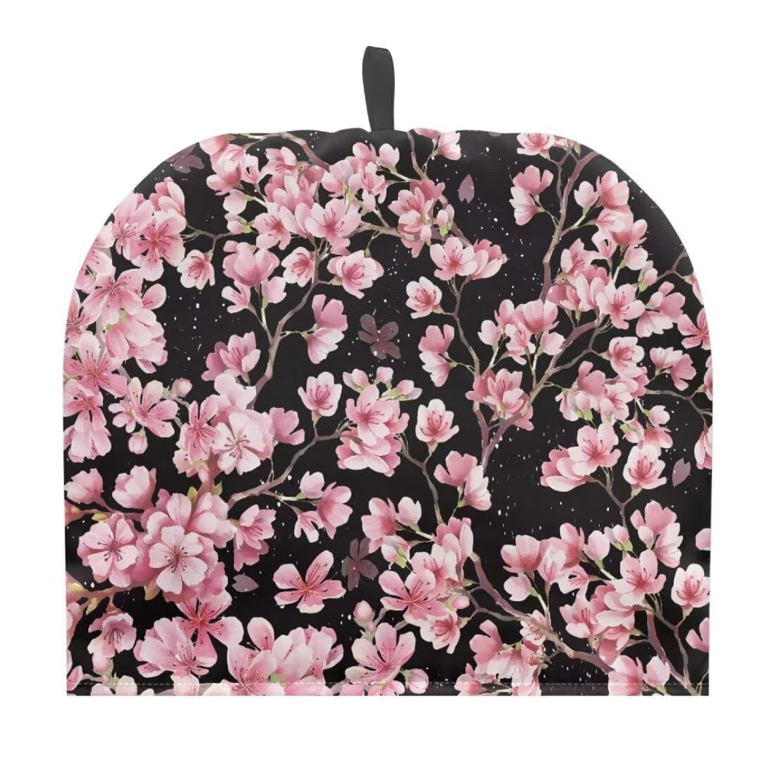Jeiento Pink Cherry Blossom Teapot Cozy Cover Durable Teapot Warm Cover Thick Kitchen Tea Pot Dust Cover,Insulation and Keep Warm,Gift for Women Home Decor