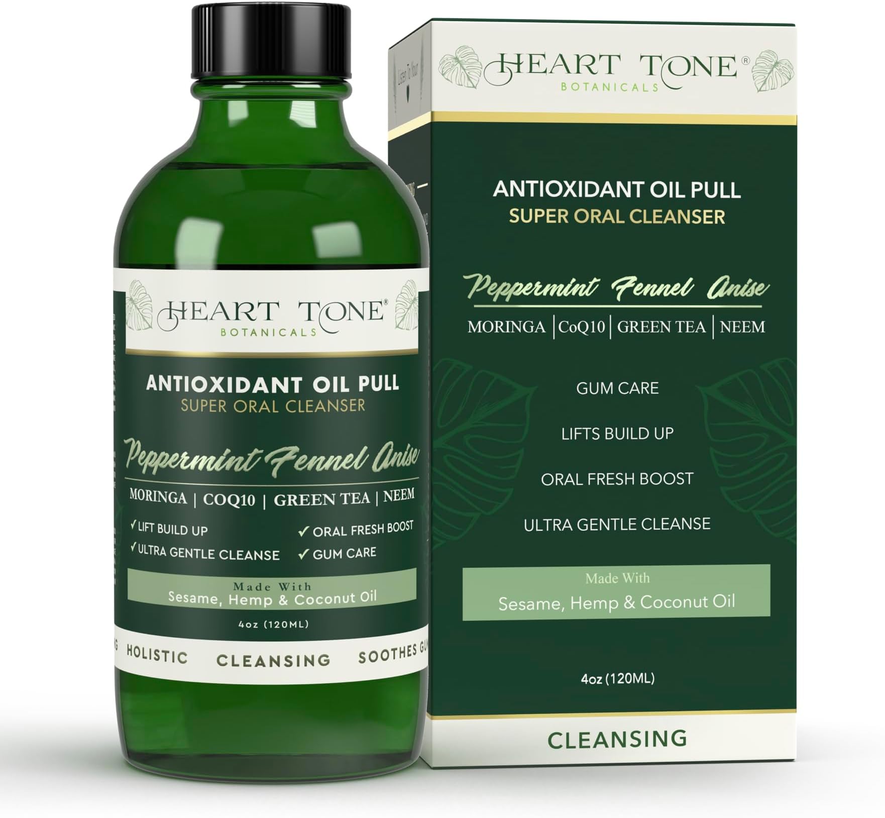 Oil Pulling Oral Conditioner | Cold Pressed Sesame Neem Moringa Coconut Oil | 18 Botanical Extracts CoQ10 | Fluoride Free | Anise