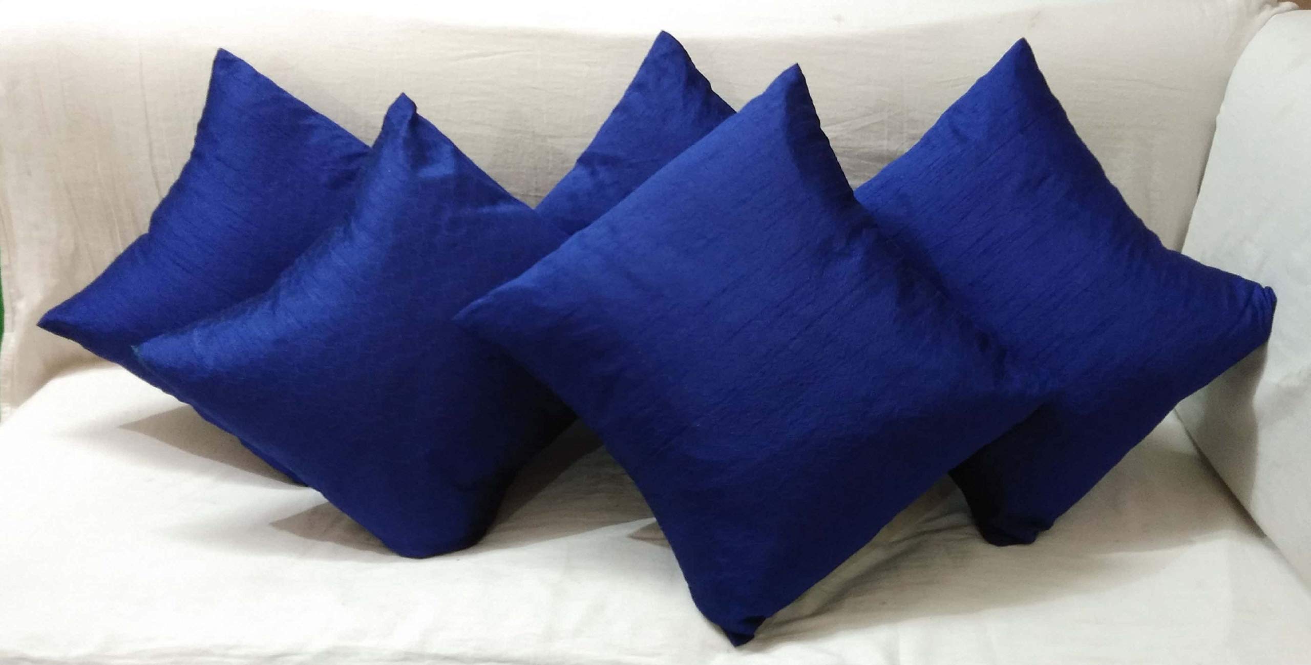 Click Fashion Cushion Cover (Pack of 5 Pcs.) (16 x 16 Inch, Blue)