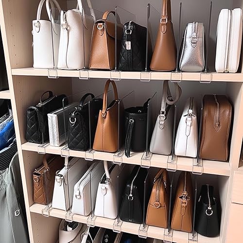 Miniatura 8 de Organizador de bolsos divisores de estantes para armario paquete de 16 organizadores de almacenamiento de bolsas de acrílico para bolsos, embragues,