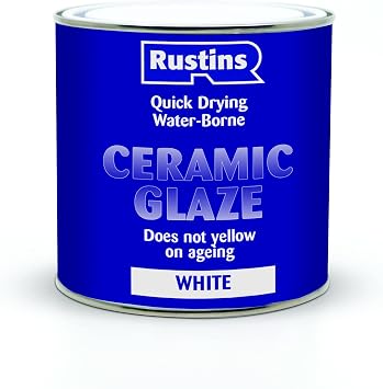 Rustins Quick Dry Acrylic Ceramic Glaze White 250ml- Perfect for DIY, Pottery, Tiles, Crafts & Home Projects
