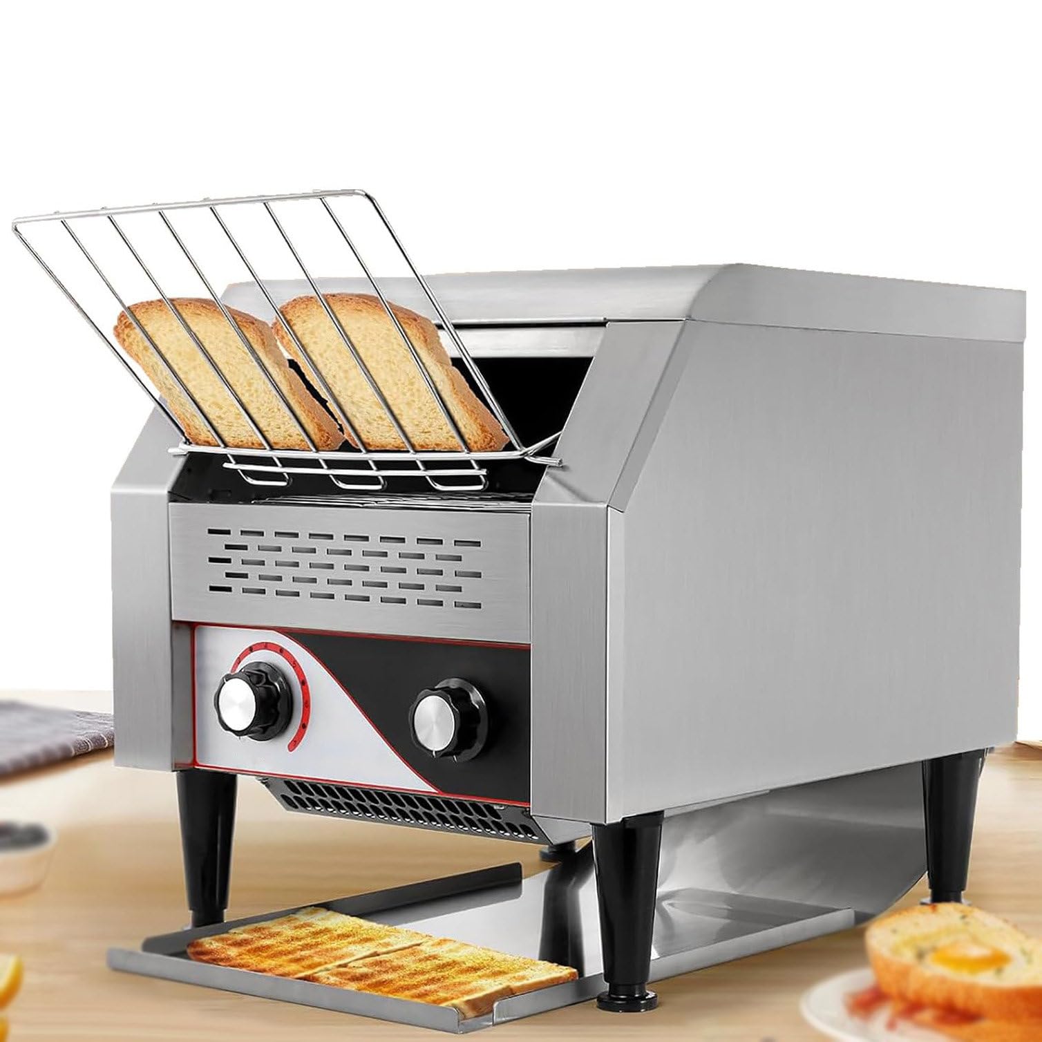 ZHJOPP Commercial Toaster, Conveyor Toaster Commercial Heavy-Duty Stainless Steel Rotating Toasters Oven For Restaurant (B300Type)
