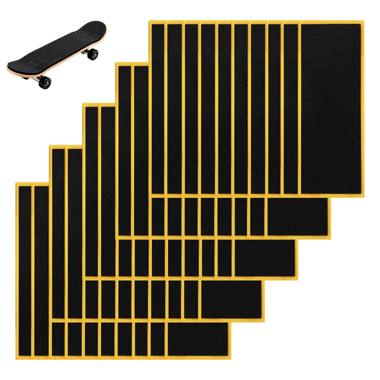 Sinbana 30pcs PRO Fingerboard Grip Tape, 11x3.8cm/4.33x1.5in Foam Non-Slip Finger Skateboard Grip Tape with Strong Adhesive Backing for Fingerboard Toy & Skateboarding Games (Black)