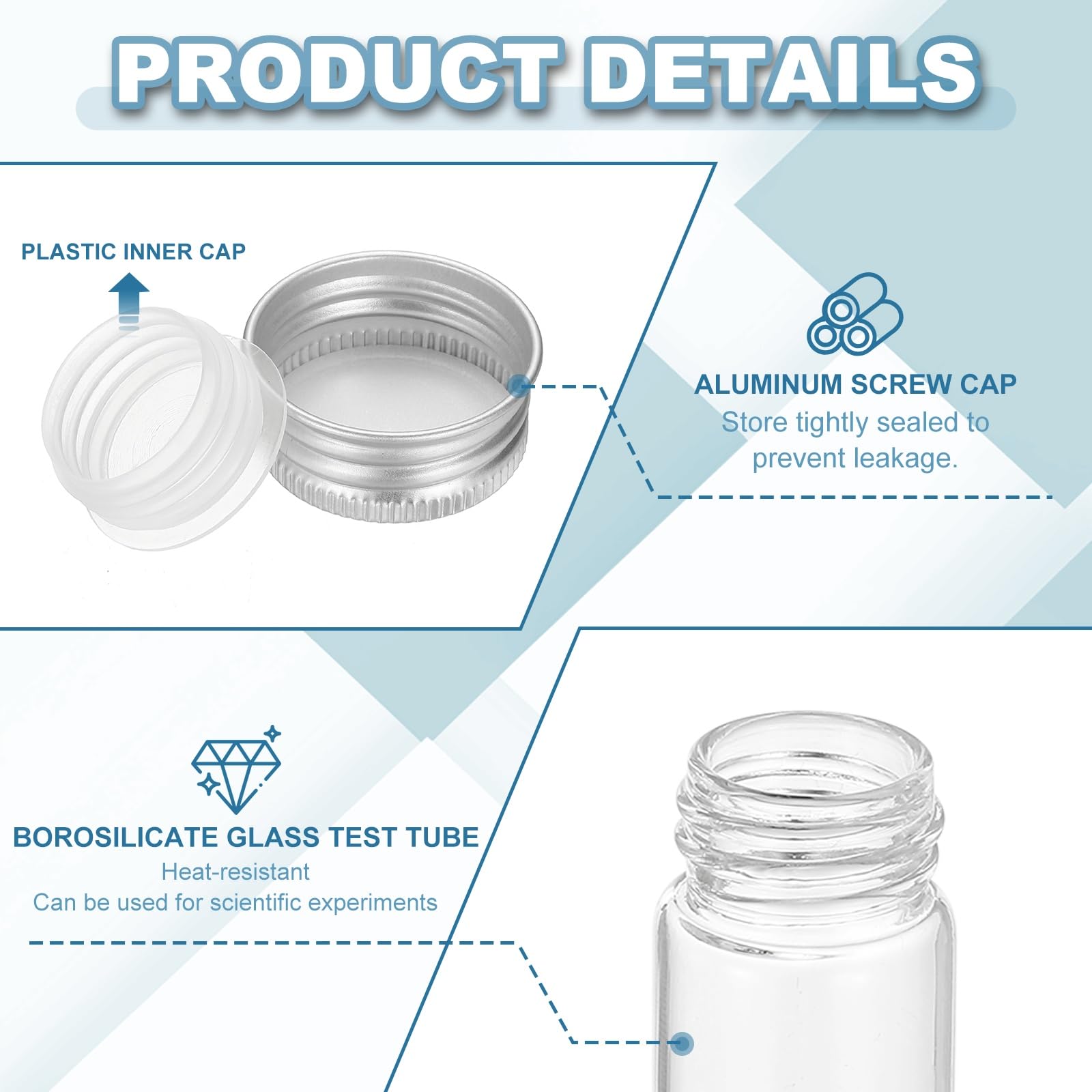 PATIKIL Provette da 80 ml con tappi, 24 pezzi, 30 x 150 mm, in vetro trasparente, con fondo piatto, con tappo in plastica, per feste, caramelle, sale da bagno, piante per esperimenti scientifici