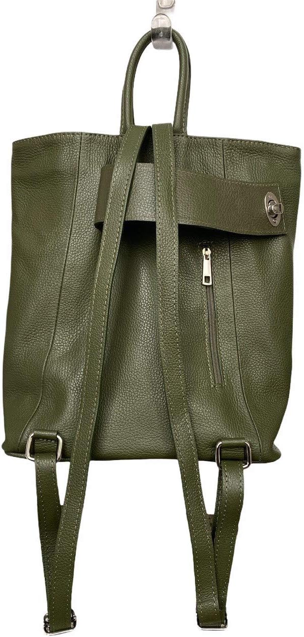 Stella Convertible Leather Backpack Purse for Women – Anti-Theft Italian Tote Bag for Travel, Work & Casual (Green) - Image 3
