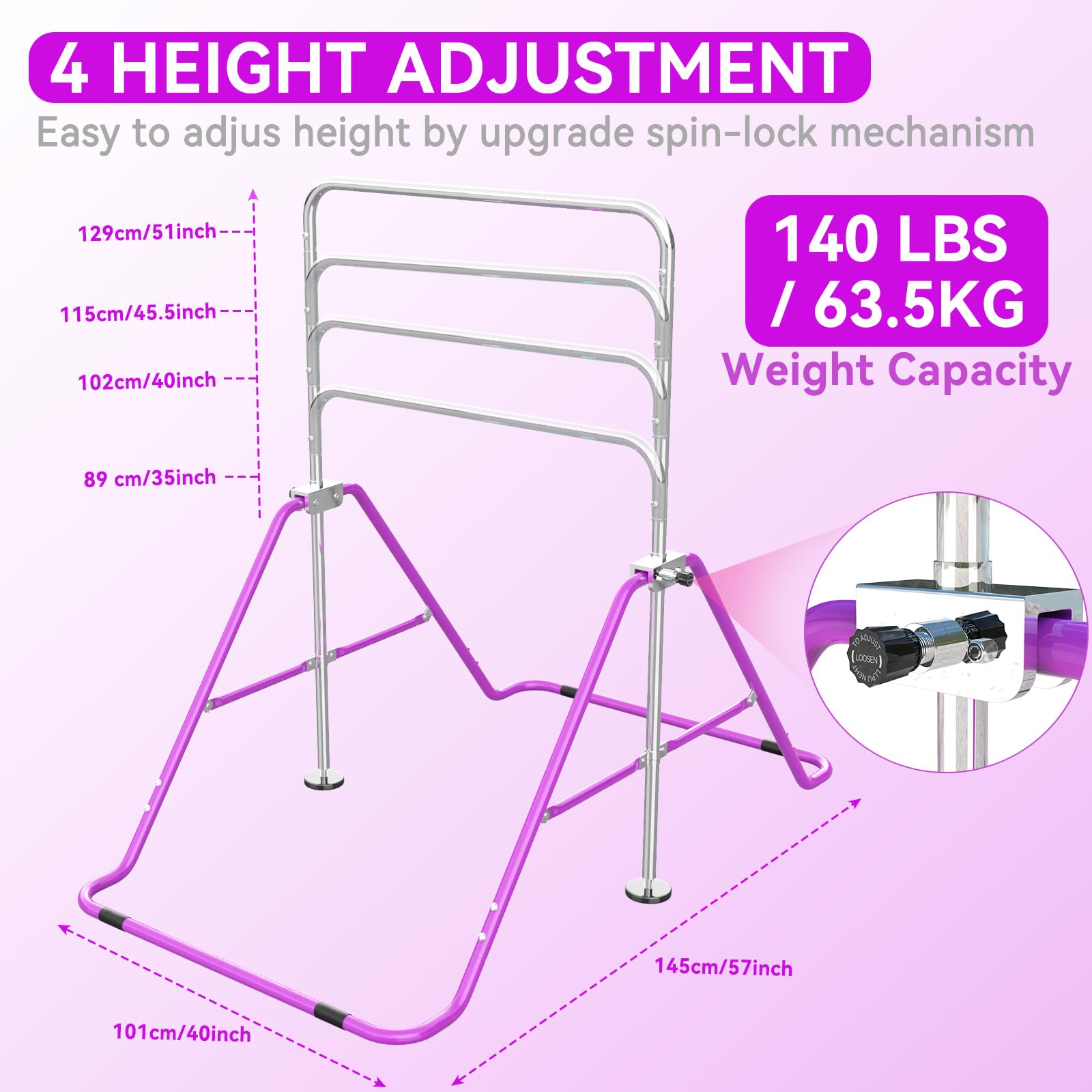 Barra de Gimnasia para Niños, Altura Ajustable y Plegable – con Anillos, Barra Horizontal para Interior, Equipo de Entrenamiento en Casa para Niñas y Niños