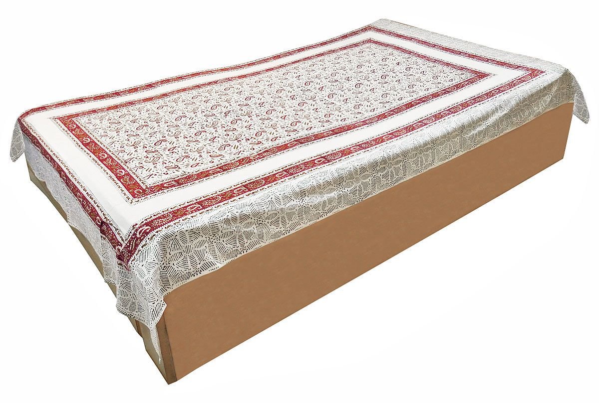 DollsofIndia Paisley Print on Off-White Cotton Single Bedspread - 90 x 58 inches (NV07)-image-37