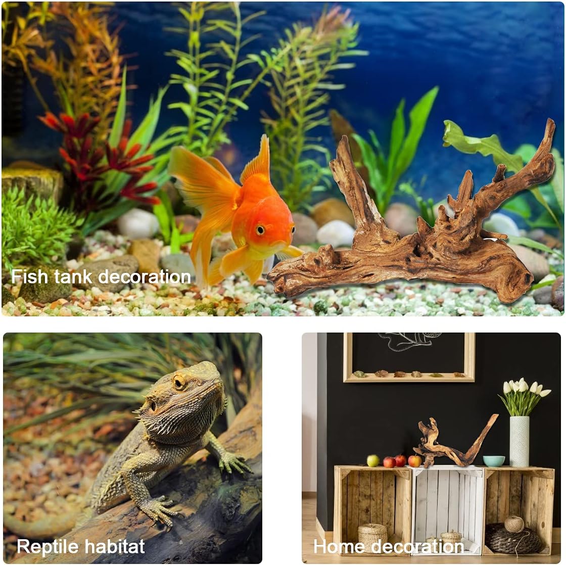 Aucks Large Natural Driftwood for Aquarium,for Fish Tank Decoration Reptile Decor,Aquarium Decor，7-11 Inch,2 PCS