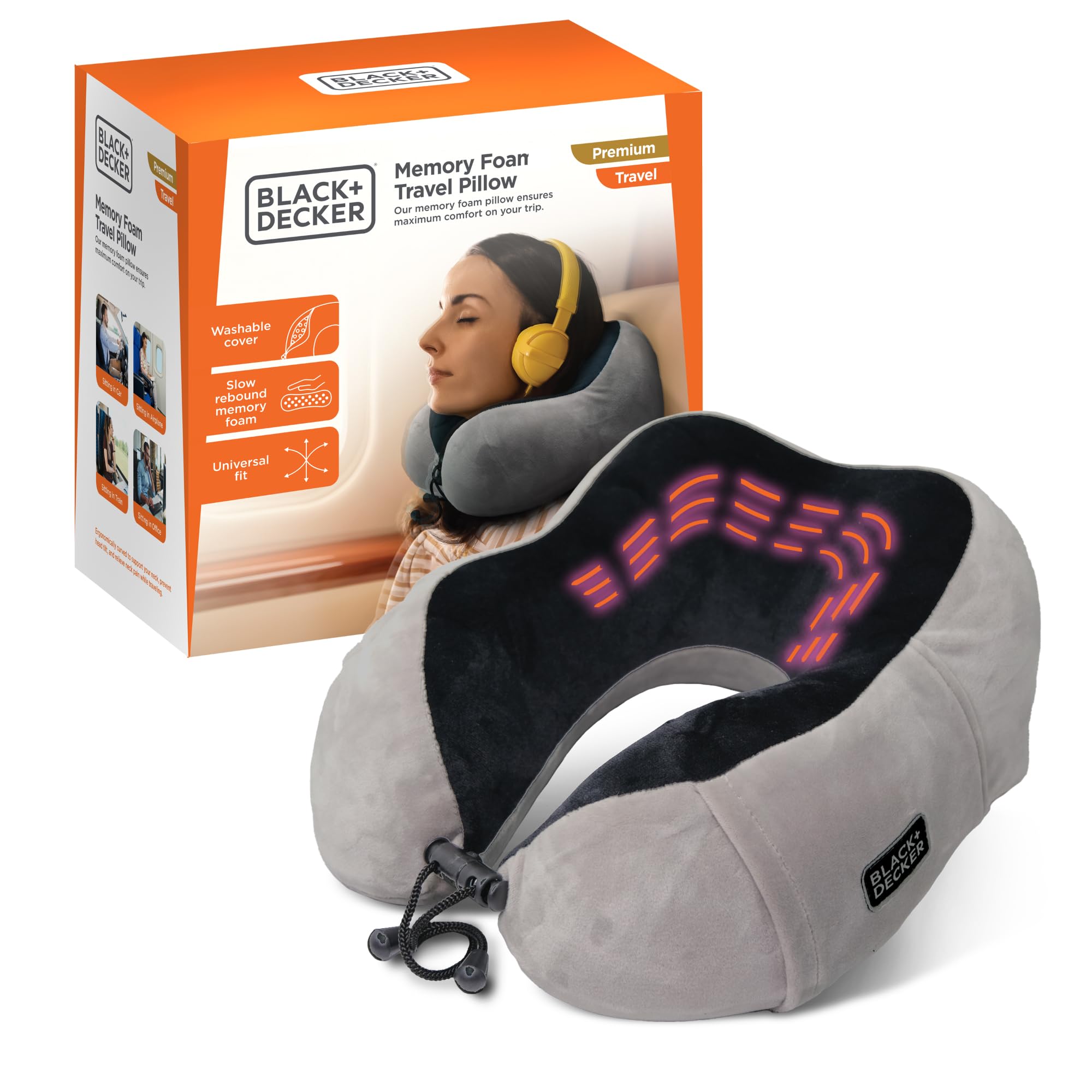 Amazon.com: BLACK+DECKER Memory Foam Neck Pillow with Phone Pocket
