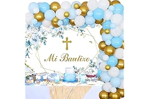 Mi Bautizo Backdrop Baptism Decorations with Blue Flower Background