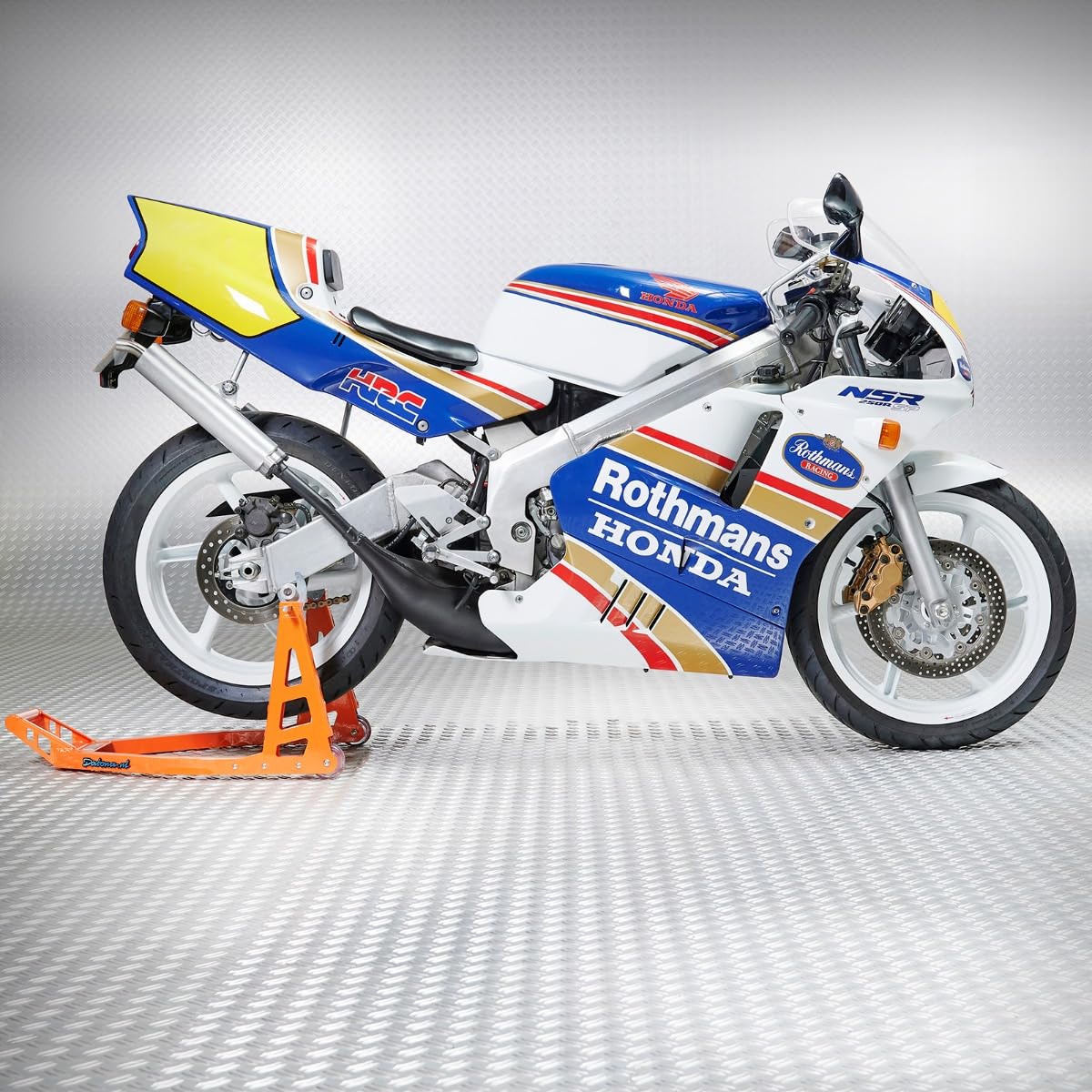 Motorrad Ständer Hinterrad Montageständer MotoGP - Orange - Aluminium 3 kg, Hebekapazität 250 kg, Verstellbar 24–36 cm, Kompatibel mit Bobbins M6 M8 M10 M12