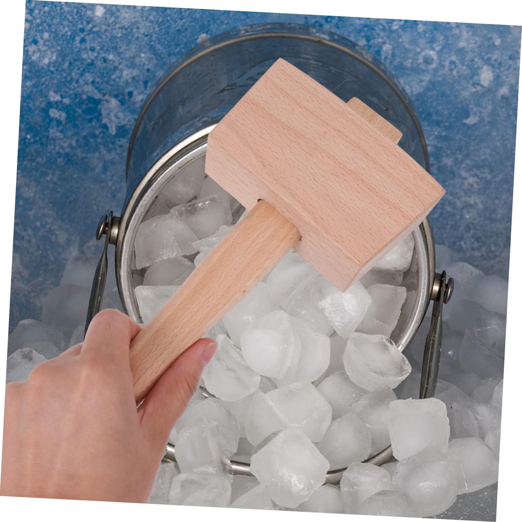 Garneck Ergonomic Ice Hammer Mallet Bar Tool Wood Hammer for Ice Grinding Tool for Home Bar