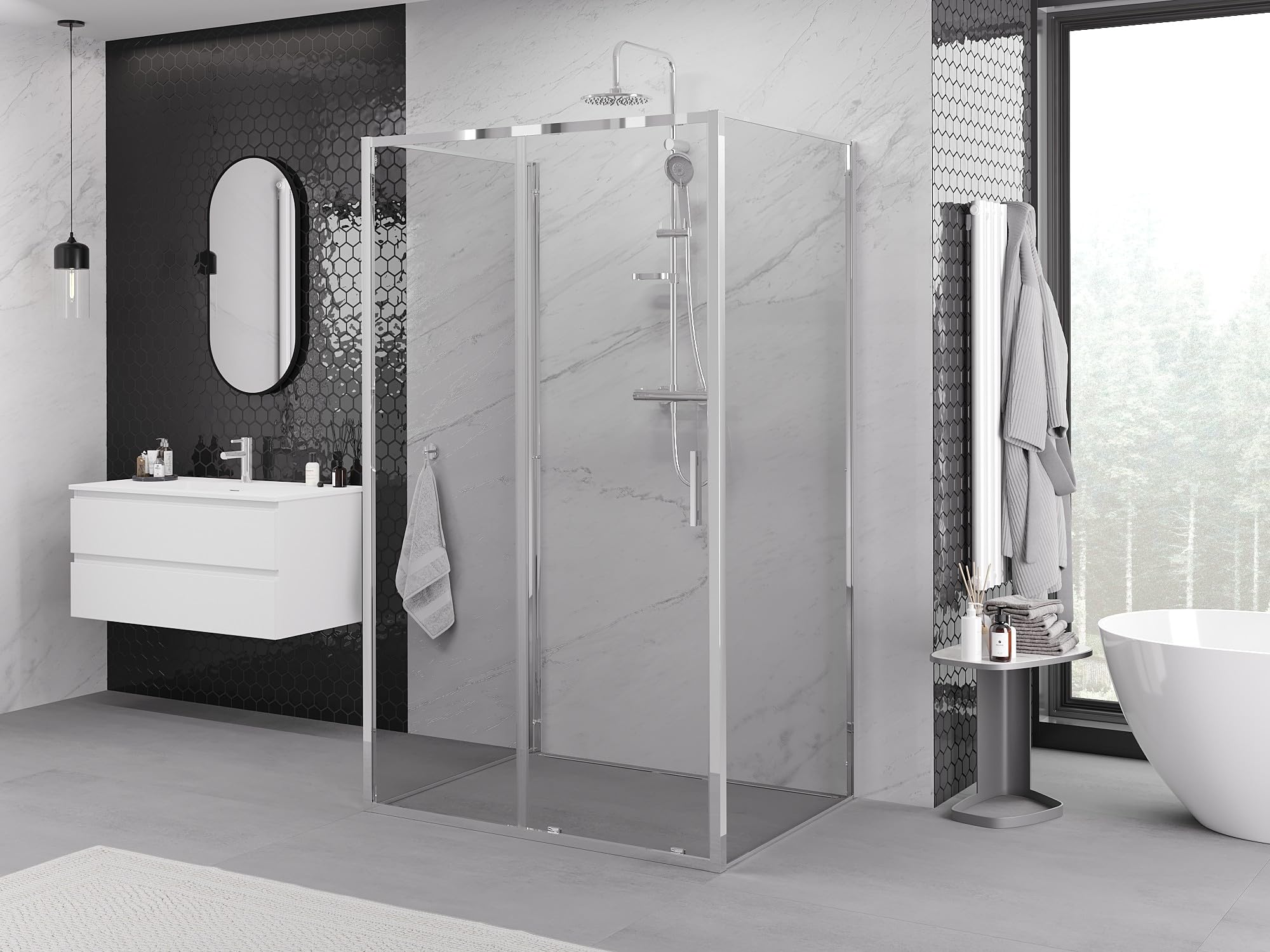 Mexen Exo-3S Box Doccia 3 Lati Scorrevole 120x90 Trasparente Cromo
