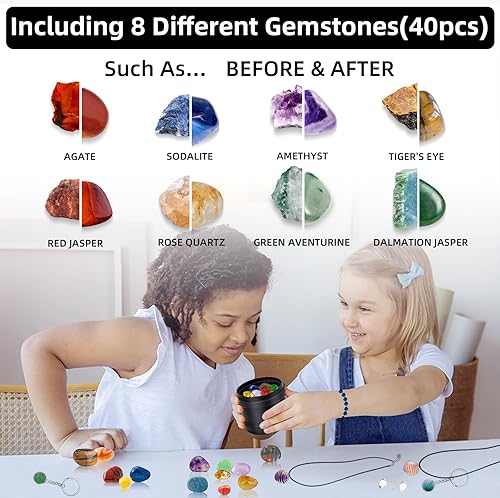 Miniatura 5 de Tryes Mega Rocks - Recambio de vaso  0.85 libras natural para rocas que se caen en bruto, kit de recarga de piedras preciosas para mezclar y pulir