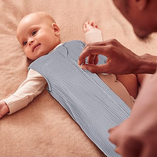 Miniatura 4 de PRIMLECT Saco de dormir de 0 a 3 meses, manta de muselina para bebé, saco de dormir con cremallera de 2 vías, saco de dormir ligero y transpirable
