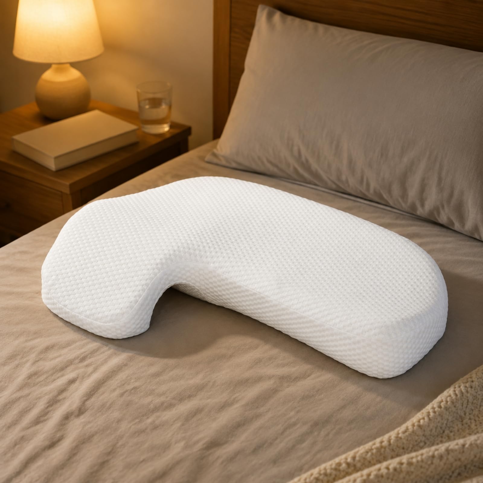 Contorneada en Forma L Ergonómica Espuma Viscoelástica con Funda Algodón Ave para Adultos, Parejas, Dormitorio,