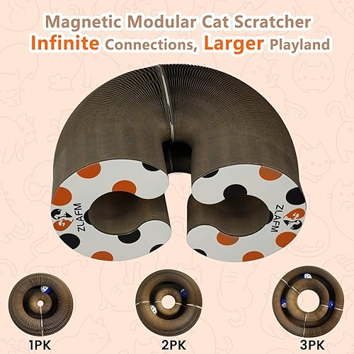 Miniatura 3 de Magnetic Magic Organ Cat Scratcher Toy, Extra-Thick & Large Connectable Cardboard Scratching Board with Bell Ball, Interactive Enrichment Toy for