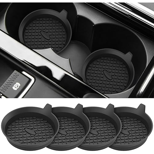 ME.FAN Car Coasters [4 Pack] Silicone Car Cup Coasters/Cup Mats - Universal Non-Slip Recessed Car Interior Accessories - Car Cup Holder Insert Coasters Black