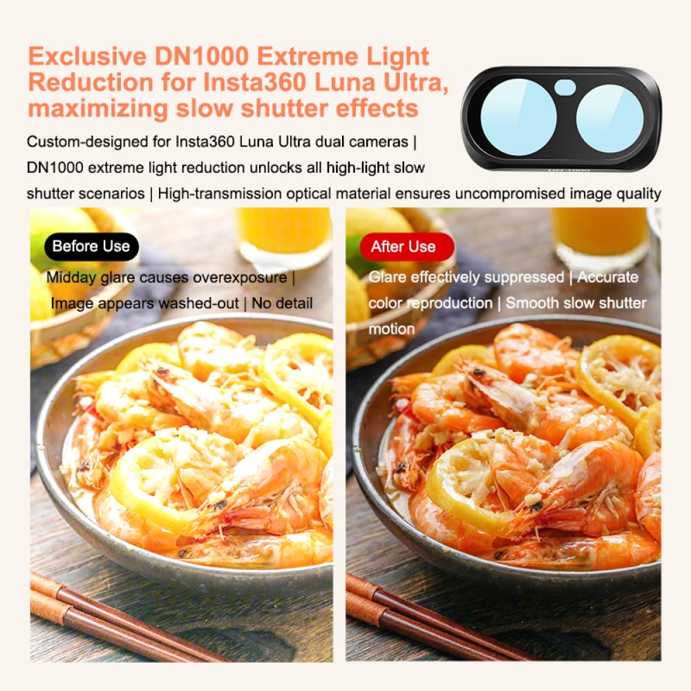 Kit di filtri magnetici per lenti Insta360 Luna Ultra Dual Lens, CPL/ND8/ND64/ND1000 1/4 Black Mist/UV/riduzione dell'inquinamento luminoso accessori per fotocamere (ND1000)