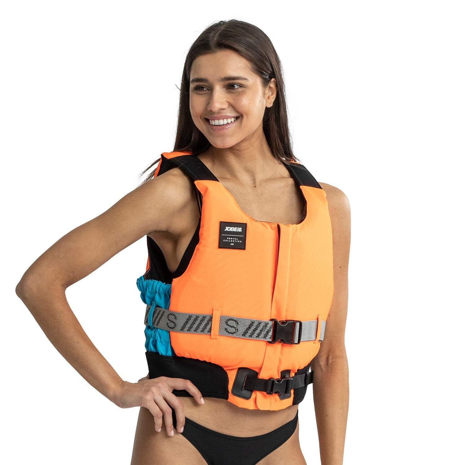 Jobe Rental Short Life Vest krótka kamizelka do pływania łódka Jetski narty wodne kamizelka do sportów wodnych damska pomarańczowa niebieska rozm. M