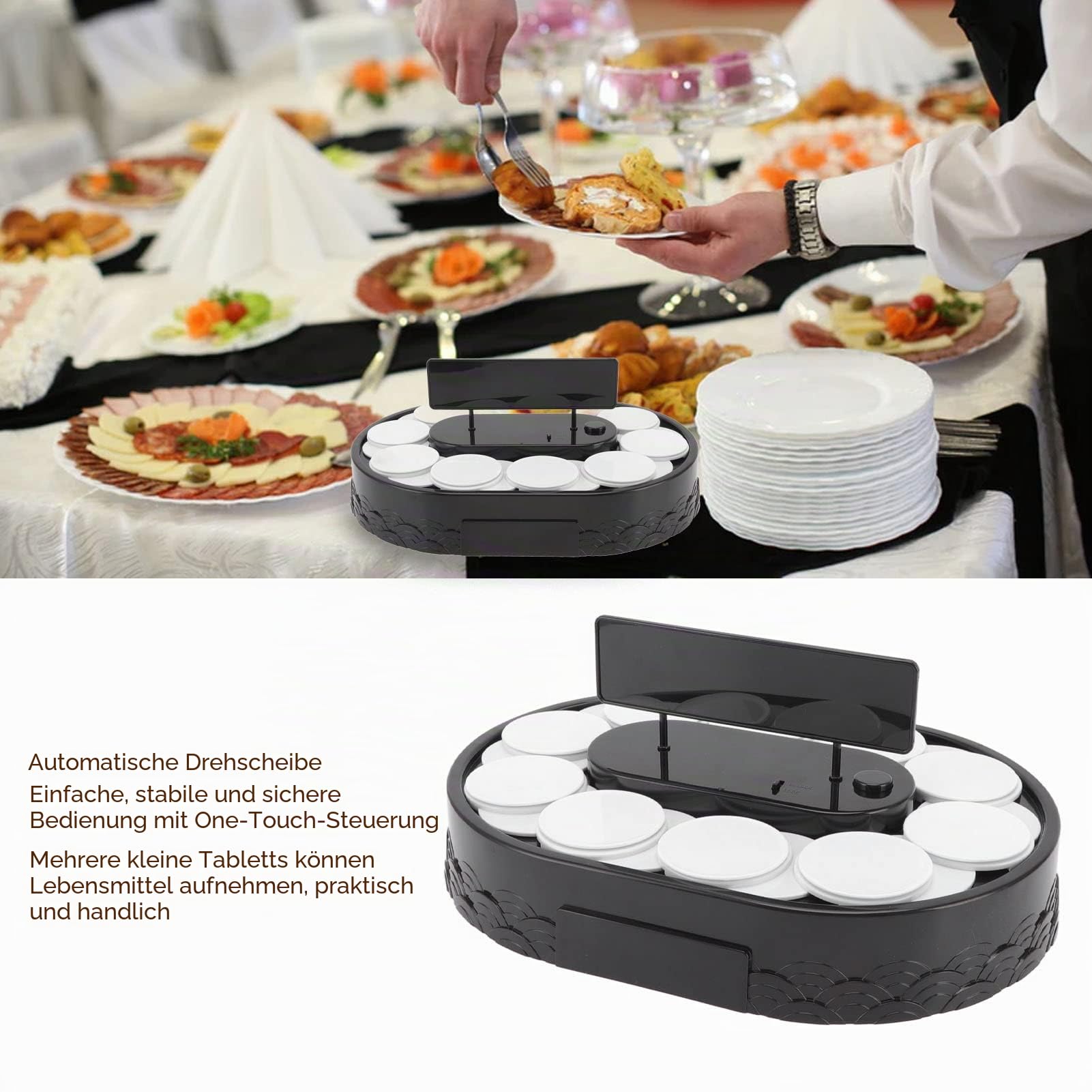 Asixxsix Elektrische Automatische Rotierende Sushi-Maschine - Zug-Spielzeug für Zuhause, Starke Kratzfeste Ausstellungstisch-Schwingplatte für Cupcakes und Sushi