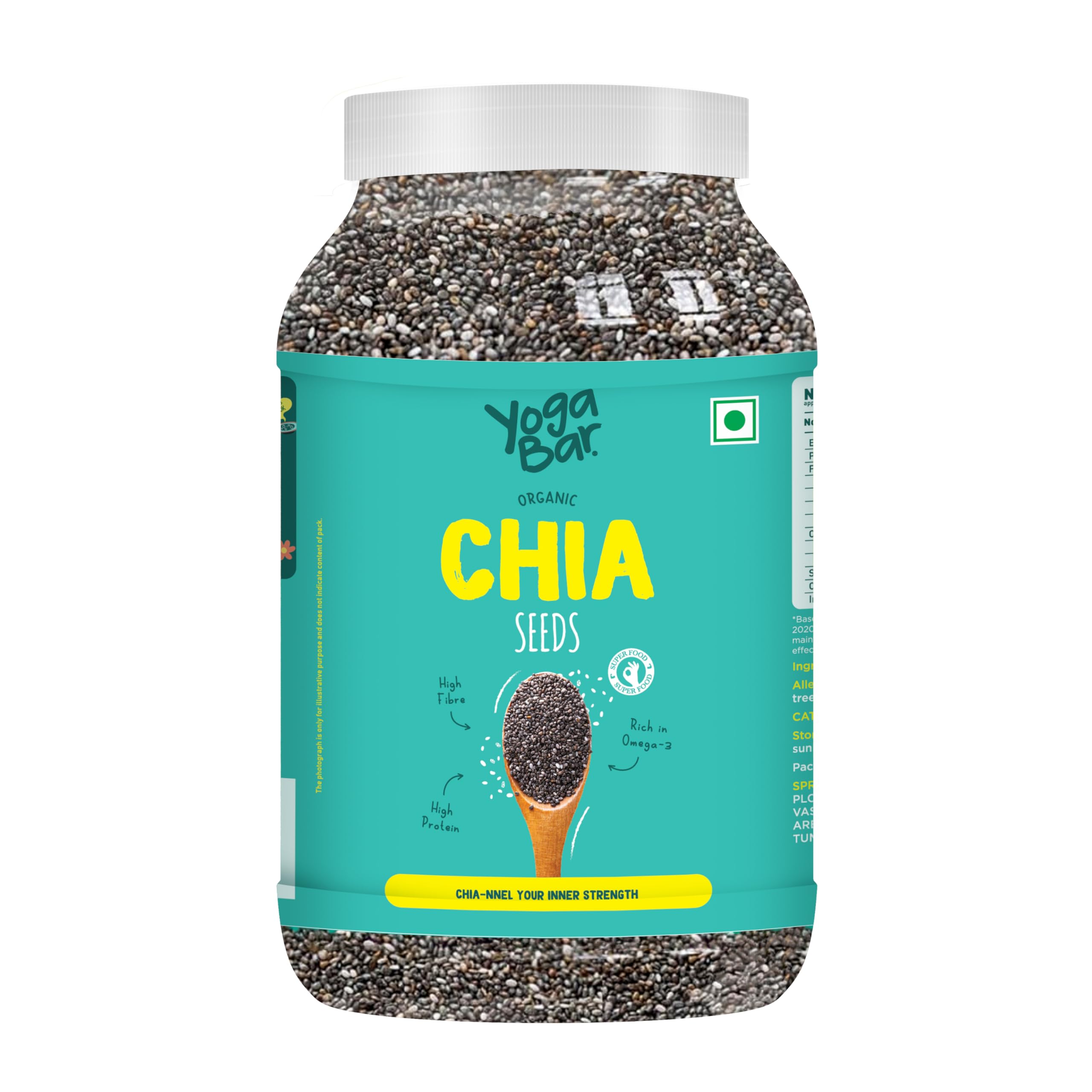 Yogabar Chia Seeds 1Kg, Rich Source in Plant Protein, Diet Food Healthy Snacks, Loaded with Calcium, Iron, Zinc and Magnesium