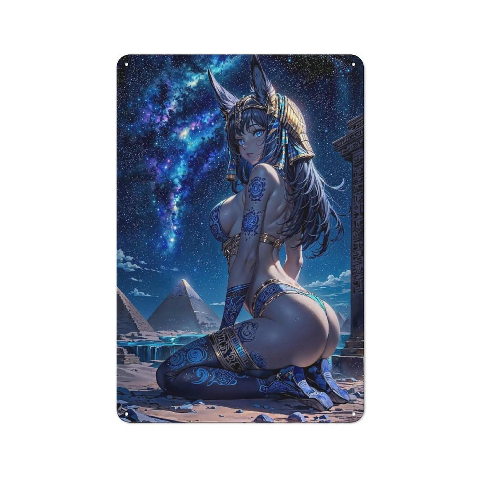 Junmoney Style-8 Egyptian Anime Goddess Retro-Style Tin Sign 30X20cm For Living Room Or Hallway, For Home Wall Decor Collectors Refreshing A Room In Autumn