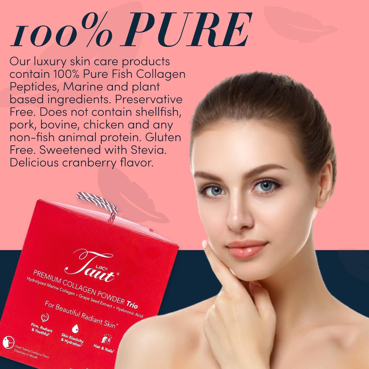TAUT Collagen Powder for Women - Pure Marine Hydrolyzed Collagen Powder Sachet for Younger Looking Skin - 1500 Mg Hydrolyzed Collagen Peptides with Hyaluronic Acid & Grape Seed Extract - 60 Sachets