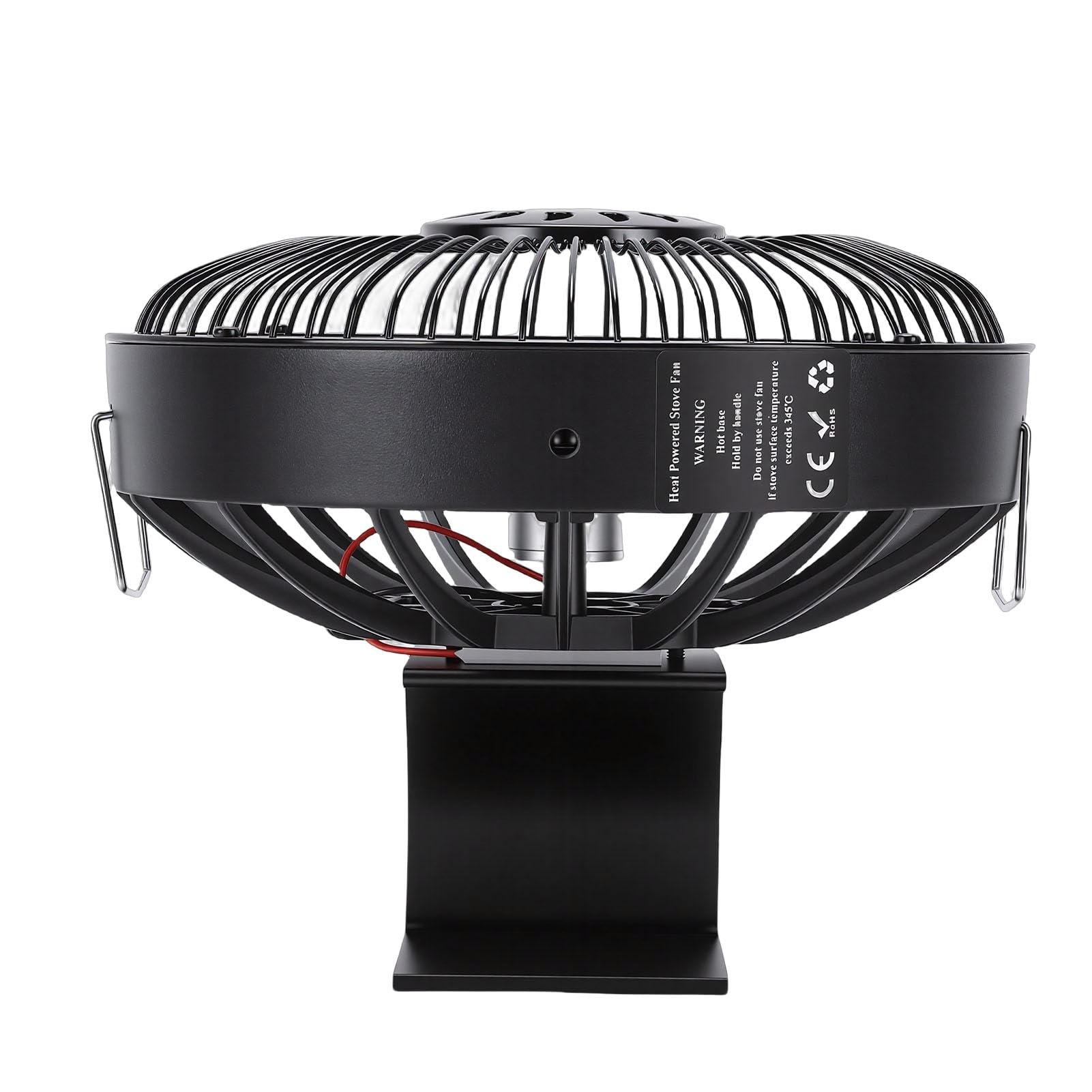 Aramox Wentylator do Pieca na Drewno, Okrągły, Cichy Wentylator Kominkowy ze Stopu Aluminium, Zasilany Ciepłem, do Grzejnika z Palnikiem Gazowym, Ogrzewanie Kempingowe RV