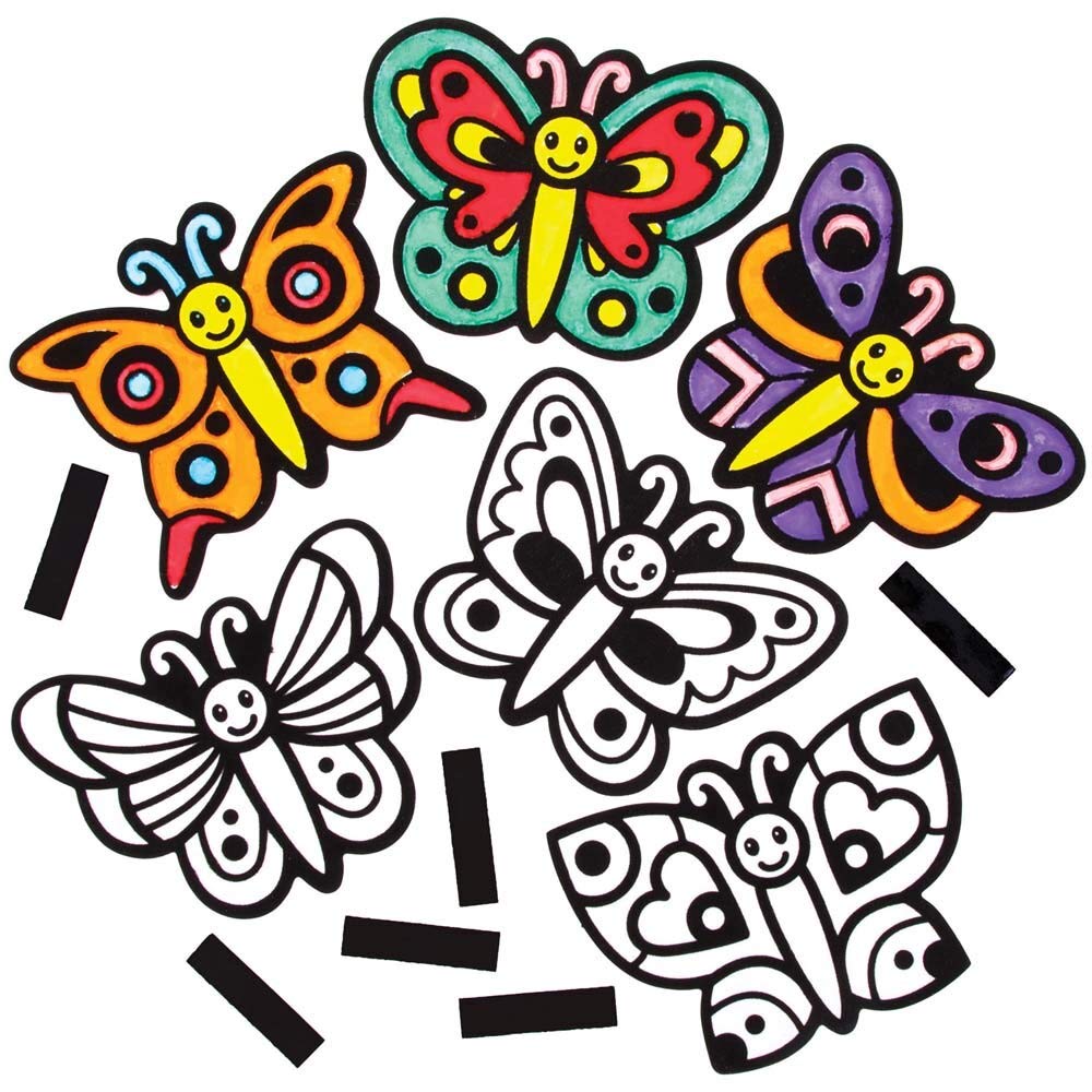 Baker Ross FE113 Butterfly Colour-In Art Magnets - Pack of 15,4.3x3.1 inches, Black