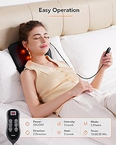COPYJOY Back Massager with Heat, Neck Massager for Pain Relief Deep Tissue 3D Shiatsu Kneading Electric Massage Pillow for Whole Body Relaxation, Home, Car, Office Use, for Mom, Dad, Women, Men
