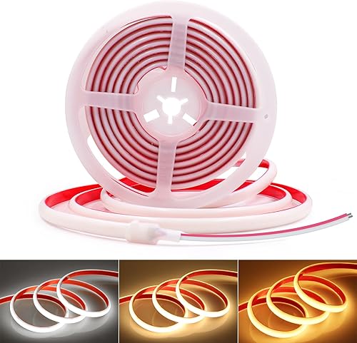 KISUFU COB - Tira de luz LED de 12 V, tira de luz de neón 320 ledsM IP68, impermeable, flexible, luces LED para gabinetes, ingeniería, hogar,