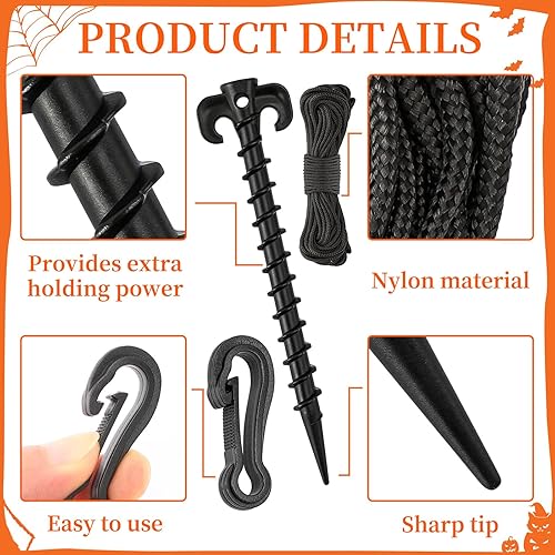 Miniatura 3 de AUGSUN Juego de 27 estacas inflables de plástico, incluye estacas de tienda, cuerdas de correas y ganchos, estacas de jardín resistentes para
