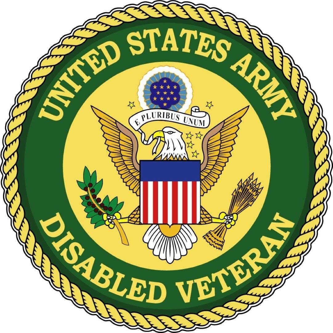 MFX DesignUs Army Vet Disabled Veteran Bumper Sticker Decal Laptop Sticker Decal Round Vinyl - Made in USA 3.125 in. Round