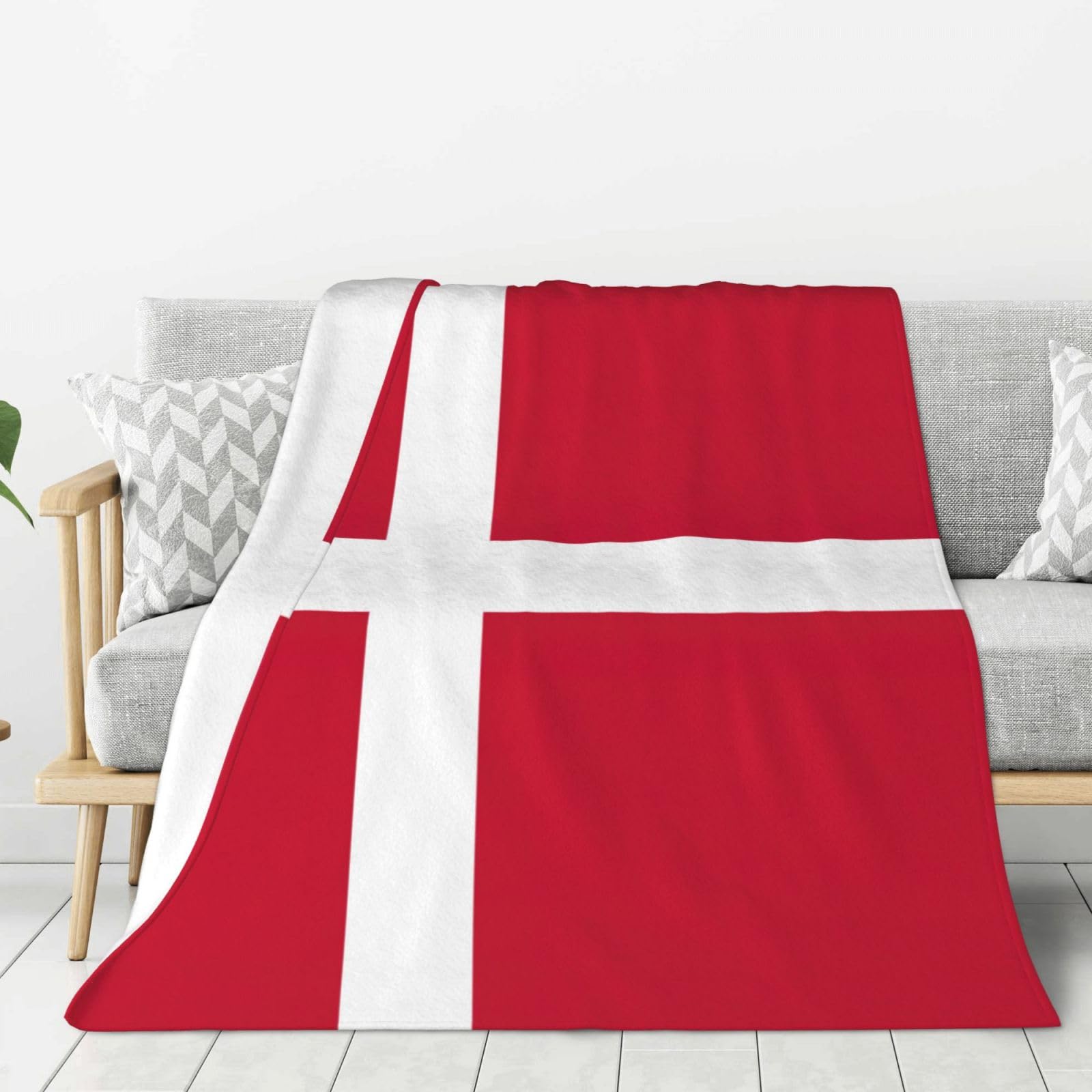 Couverture flanelle drapeau danois chaude et douce pour lit et canapé
