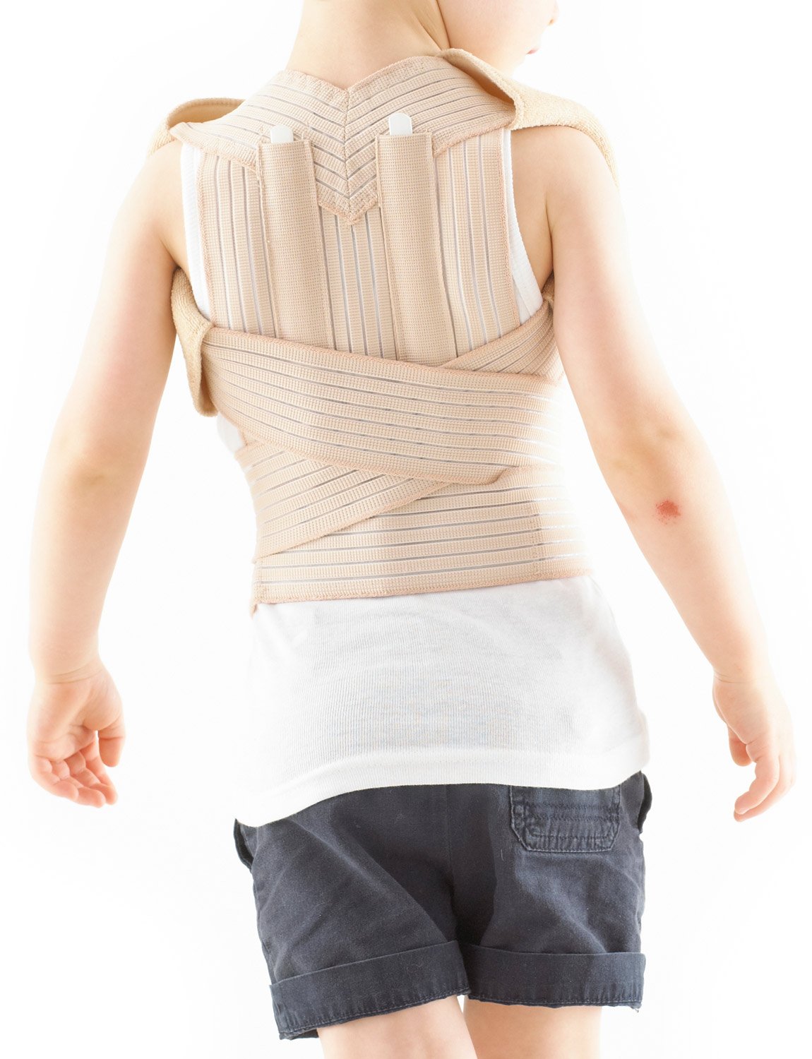 NEO G Kids Clavicle Brace - Beige - Medical Grade Quality, pre/post operative aid HELPS with early juvenile kyphosis, rounded or slumped shoulders, provides additional back support - ONE SIZE Unisex