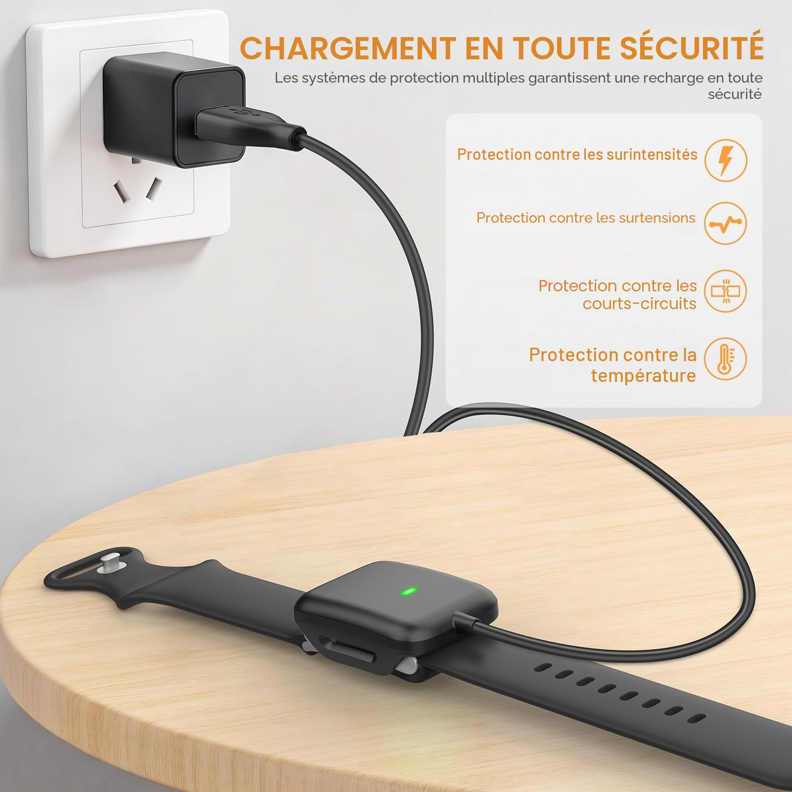 Chargeur pour montre connectée Whoop 5.0/MG Noir