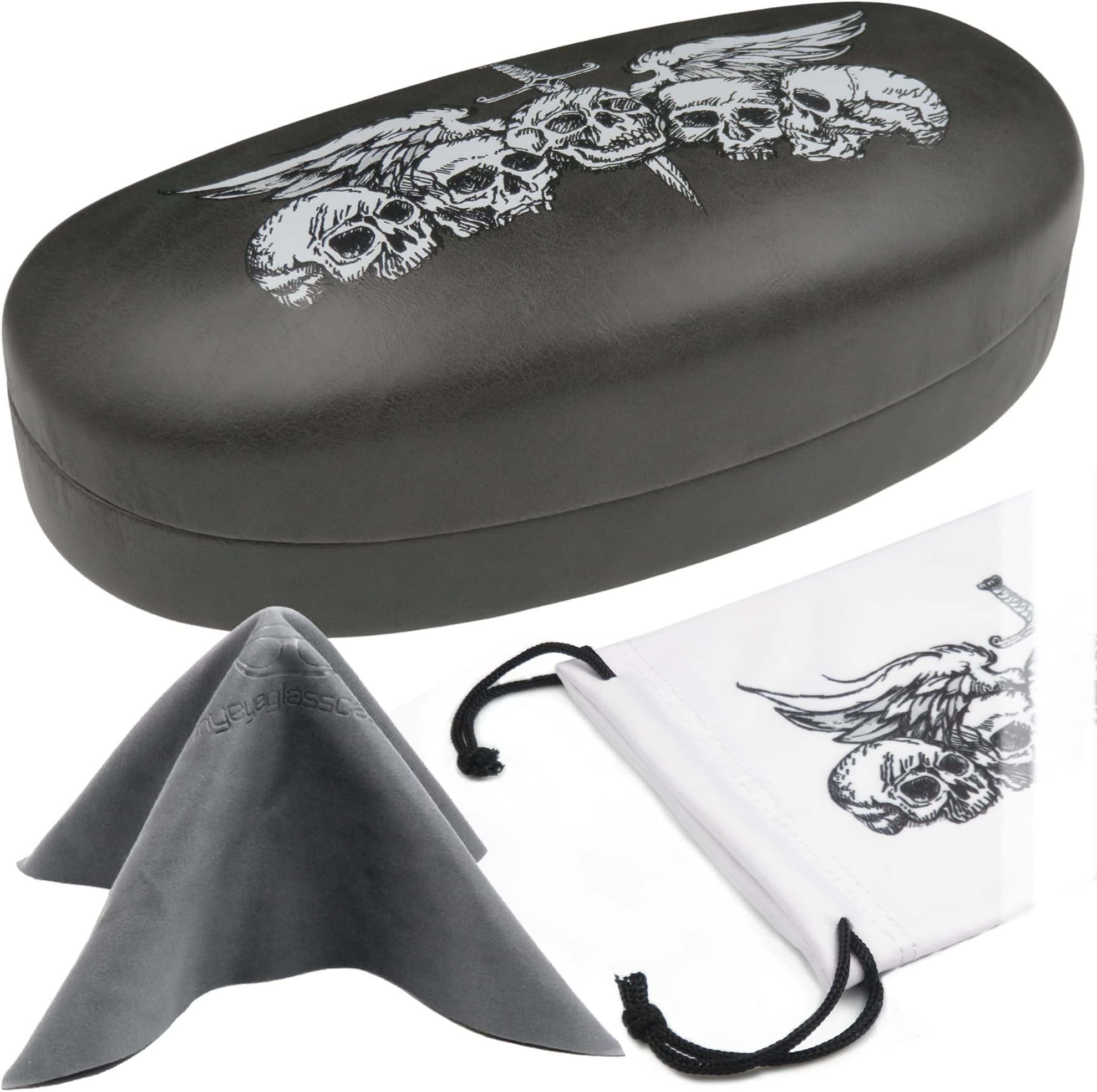 Hard Sunglasses case - Women Glasses Case Holder - Large Durable Eyeglass Case Hard Shell with Pouch & Cloth