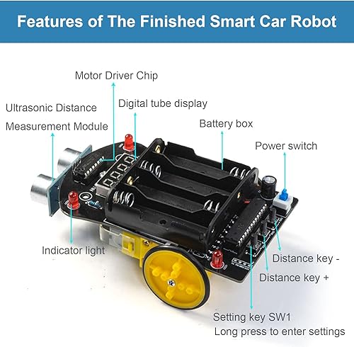 Miniatura 5 de Kit de práctica de soldadura inteligente para automóvil, kit de soldadura de robot de automóvil pequeño, carrito inteligente de medición de