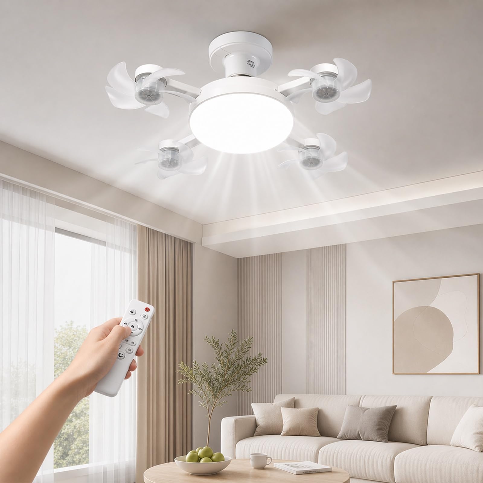 Ventilador de techo LED con temporizador y 3 modos de color ajustables 8