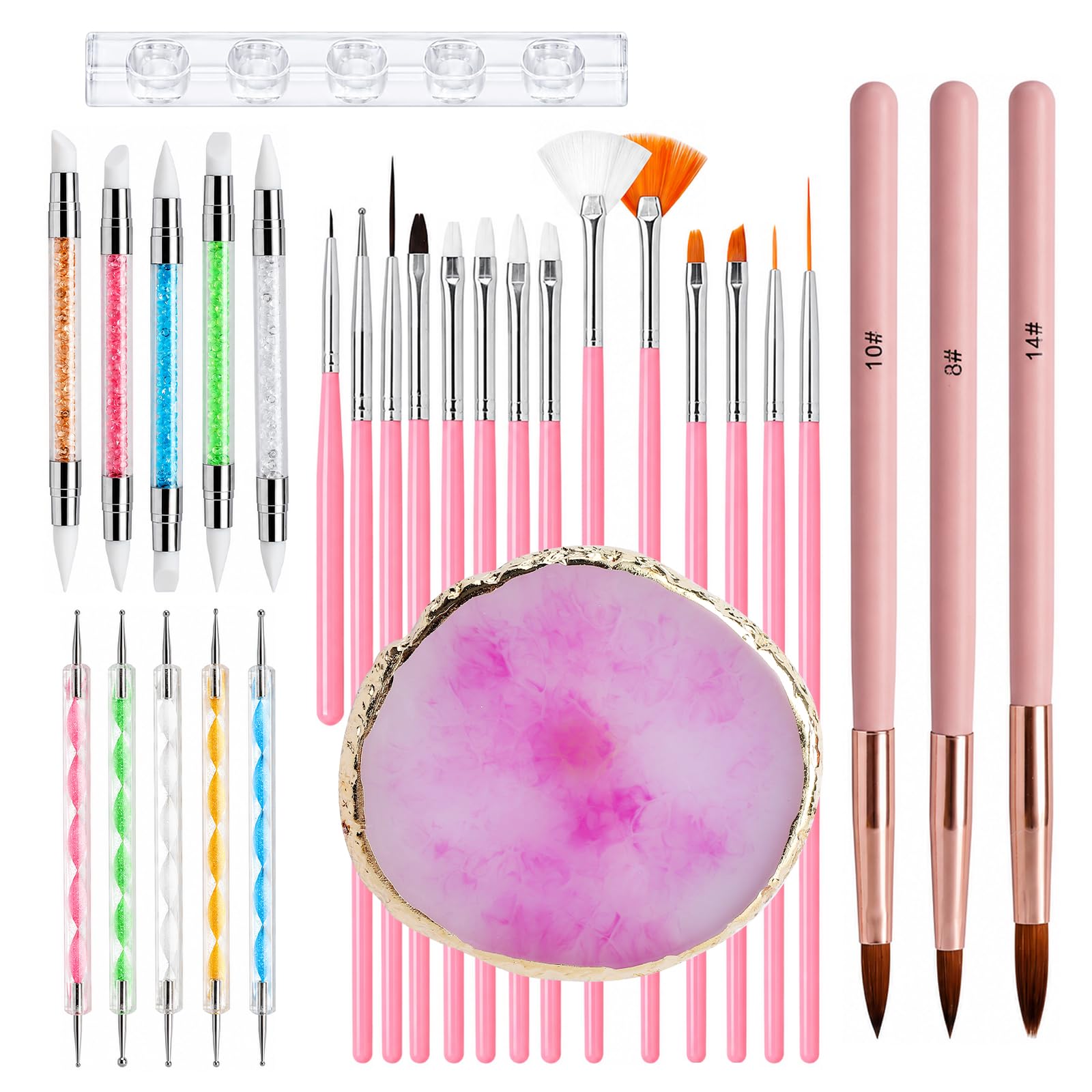 Set de 30 piezas pinceles para uñas pinceles uñas nail art con pinceles silicona paleta y soporte transparente cosas para uñas para manicura en casa