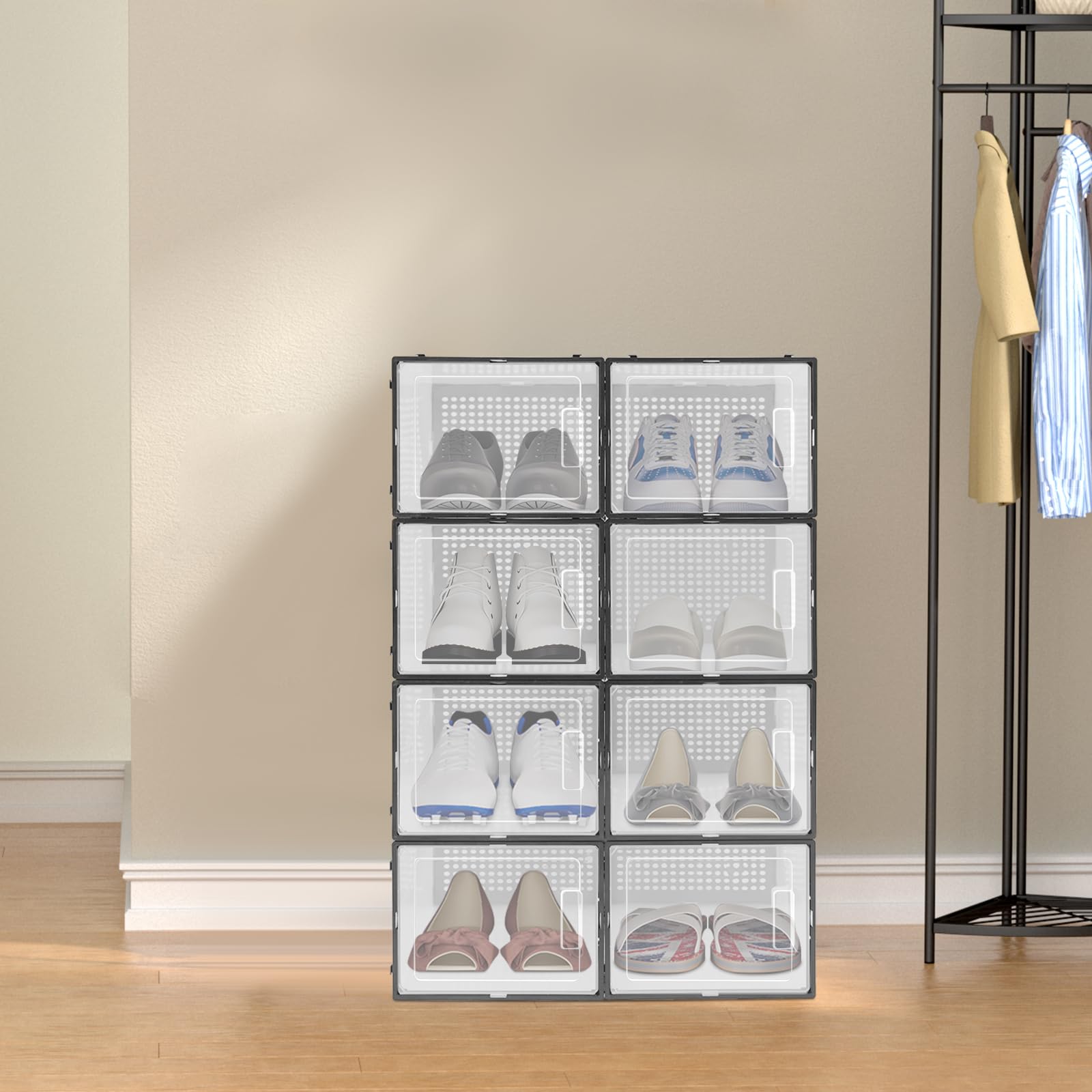 Cajas de zapatos 8 unidades armario de almacenamiento de zapatos 37 x 26 x 20 cm (tamaño de cada caja de zapatos) Zapatero para armario