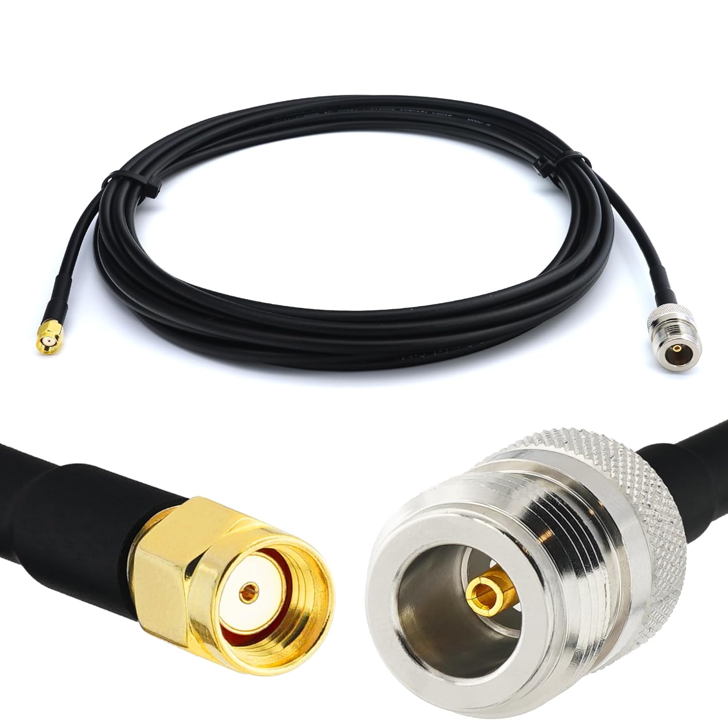 RP-SMA Male to N Female Extension Cable 10m / 32.8ft — RG58 Low Loss 10 Meter Coax Lead (50 Ohm)