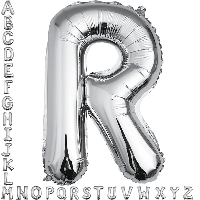 Buy 40 inch Silver Letter R Balloon, Big Size Alphabet Foil Mylar ...