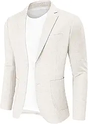 Blazer masculino casual de linho, casaco esportivo com dois botões, jaqueta leve para uso diário