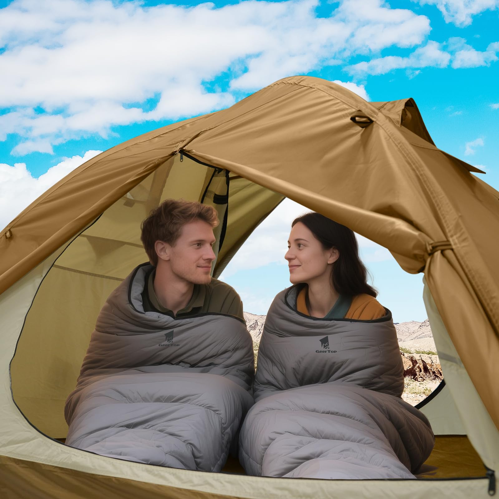 GEERTOP Tienda de campaña para 2 Personas, con Varillas de Aluminio, Resistente al Agua, para Dos Personas, 4 Estaciones, Ideal para Camping, Senderismo, Viajes y Escalada