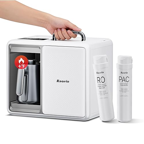 RP001W - Filtro de agua portátil para encimera de ósmosis inversa, filtración UV RO de 5 etapas, tanque de agua de 1.06 galones, hervidor de