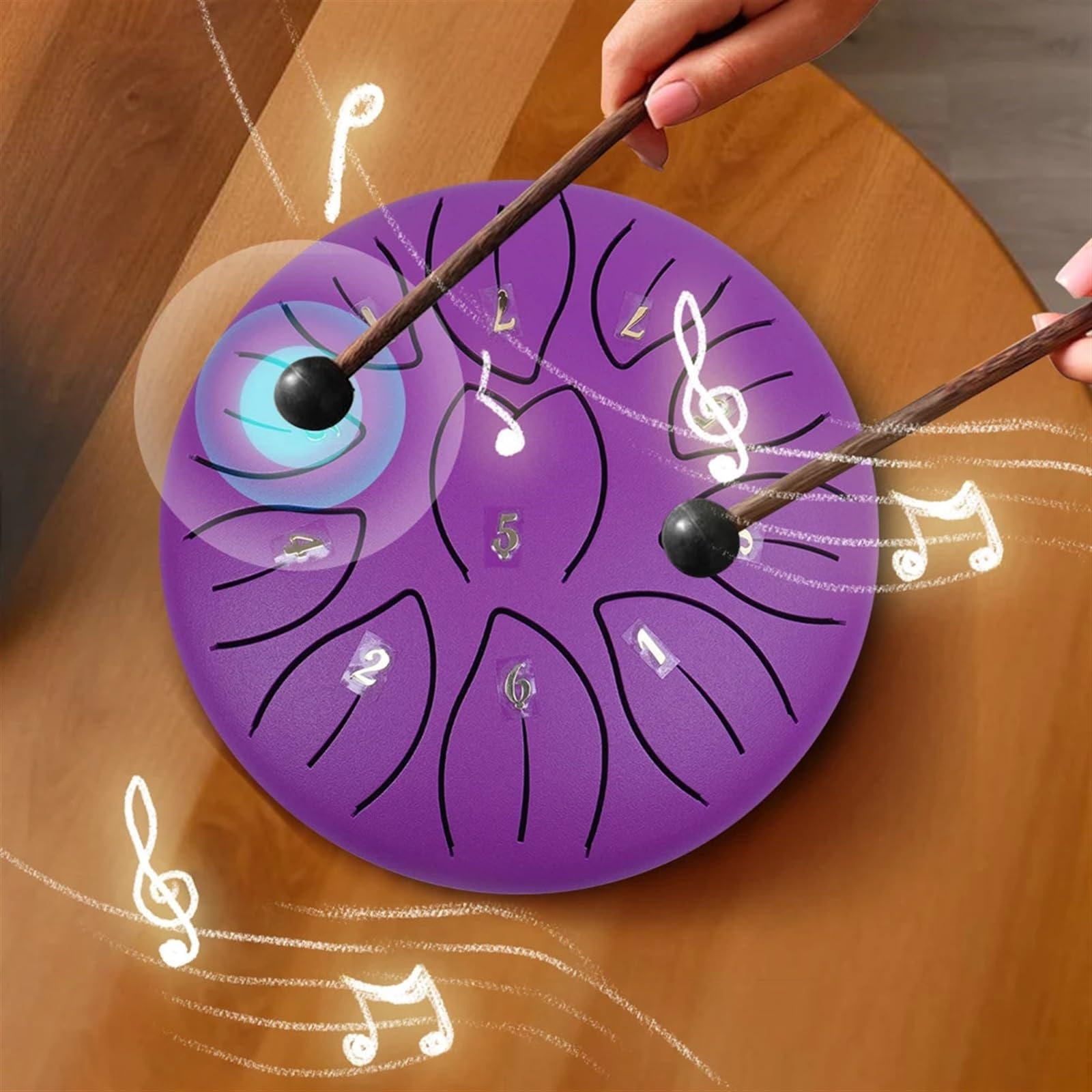 Tamburi Hand Pan per Adulti Tamburo Handpan da 6 Pollici e 11 Note con Borsa per Batteria Libro di spartiti Batterista Plettri per Le Dita Strumenti a percussione Strumenti sonori (Nero)
