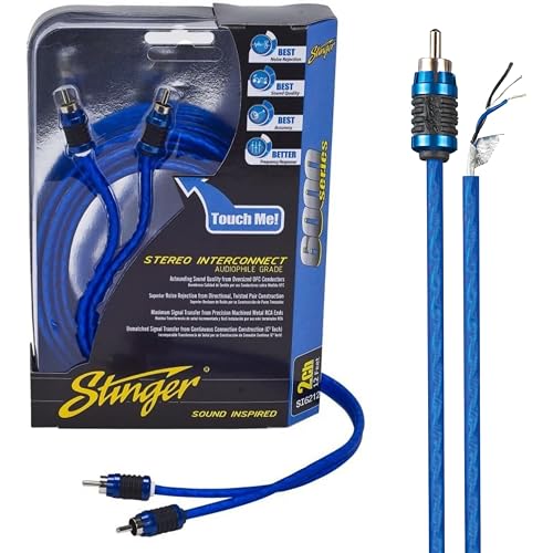 Stinger 17 Feet 2-Channel Hyper-Flex RCA Interconnect, Shielded Directional to Protect Against Interference, Stereo Interconnects, OFC Copper Audio Cable, SI6217