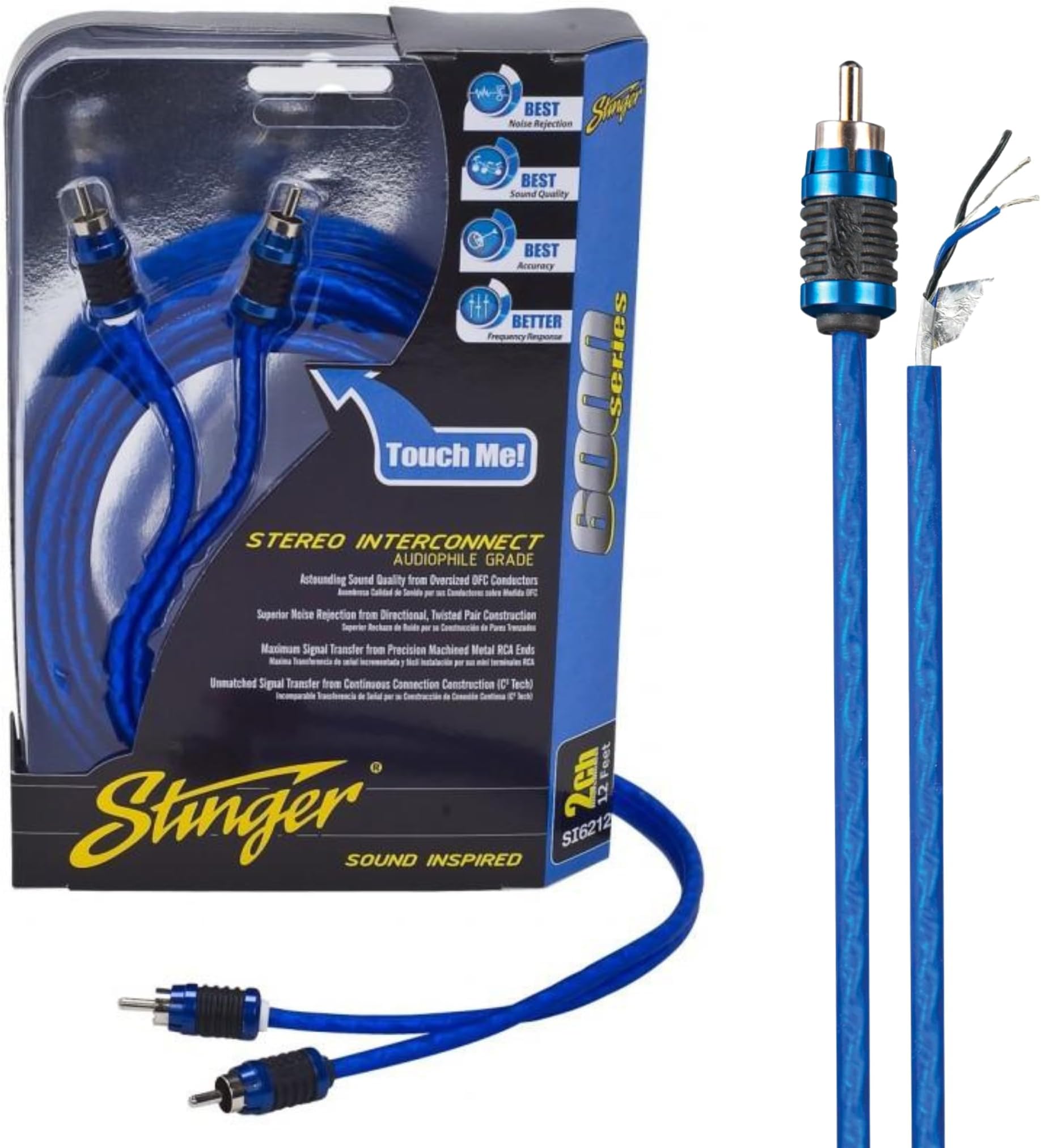 17 Feet 2-Channel Hyper-Flex RCA Interconnect, Shielded Directional to Protect Against Interference, Stereo Interconnects, OFC Copper Audio Cable, SI6217